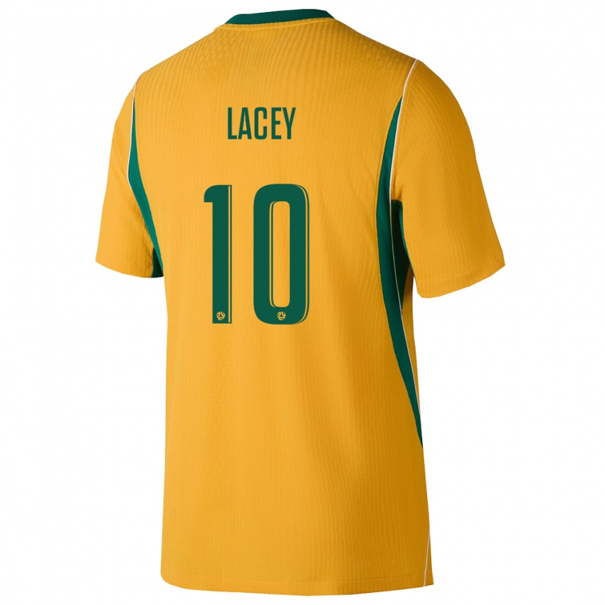 גברים אוֹסטְרַלִיָה Joseph Lacey #10 צהוב ירוק ג'רזי ביתית 26-28 חולצה קצרה