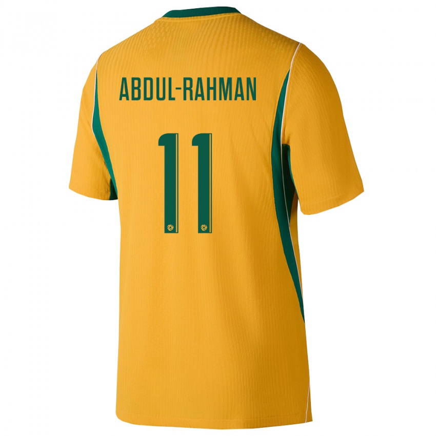 גברים אוֹסטְרַלִיָה Alaat Abdul-Rahman #11 צהוב ירוק ג'רזי ביתית 26-28 חולצה קצרה