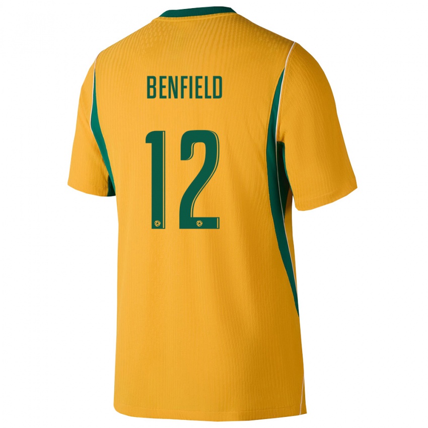 גברים אוֹסטְרַלִיָה Jonty Benfield #12 צהוב ירוק ג'רזי ביתית 26-28 חולצה קצרה