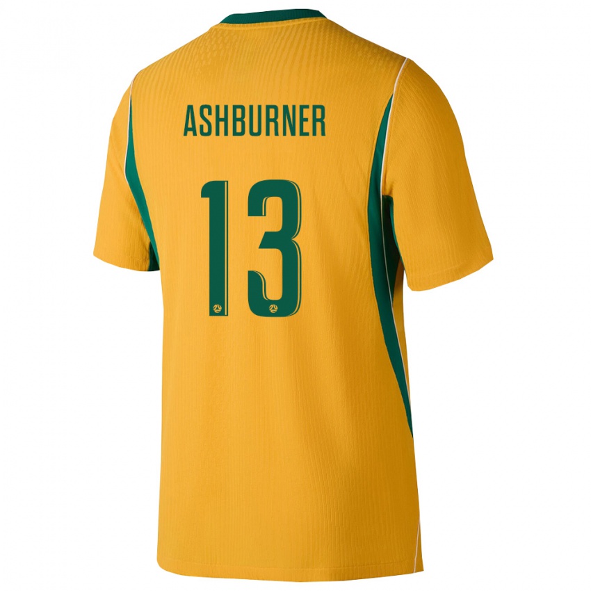 גברים אוֹסטְרַלִיָה Winston Ashburner #13 צהוב ירוק ג'רזי ביתית 26-28 חולצה קצרה