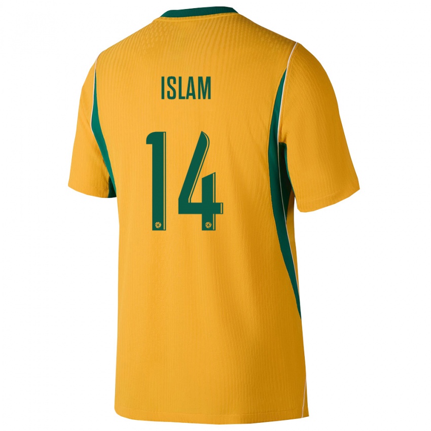 גברים אוֹסטְרַלִיָה ארהאם איסלם #14 צהוב ירוק ג'רזי ביתית 26-28 חולצה קצרה
