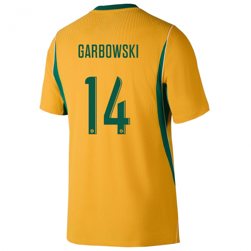 גברים אוֹסטְרַלִיָה Alexander Garbowski #14 צהוב ירוק ג'רזי ביתית 26-28 חולצה קצרה