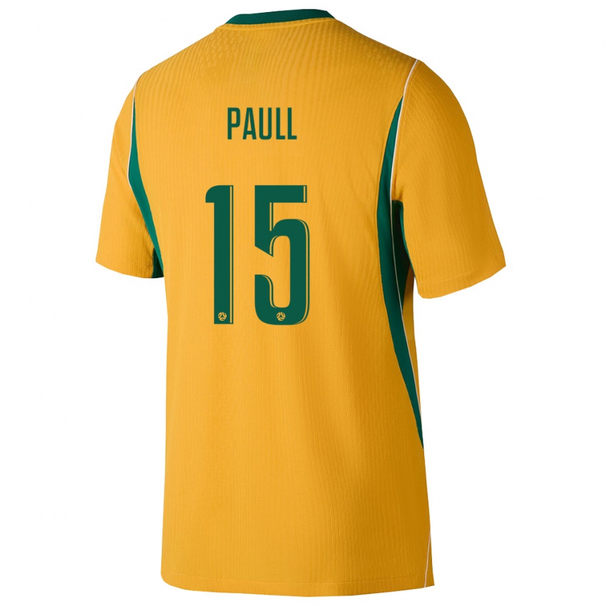 גברים אוֹסטְרַלִיָה ניית׳ן פאול #15 צהוב ירוק ג'רזי ביתית 26-28 חולצה קצרה