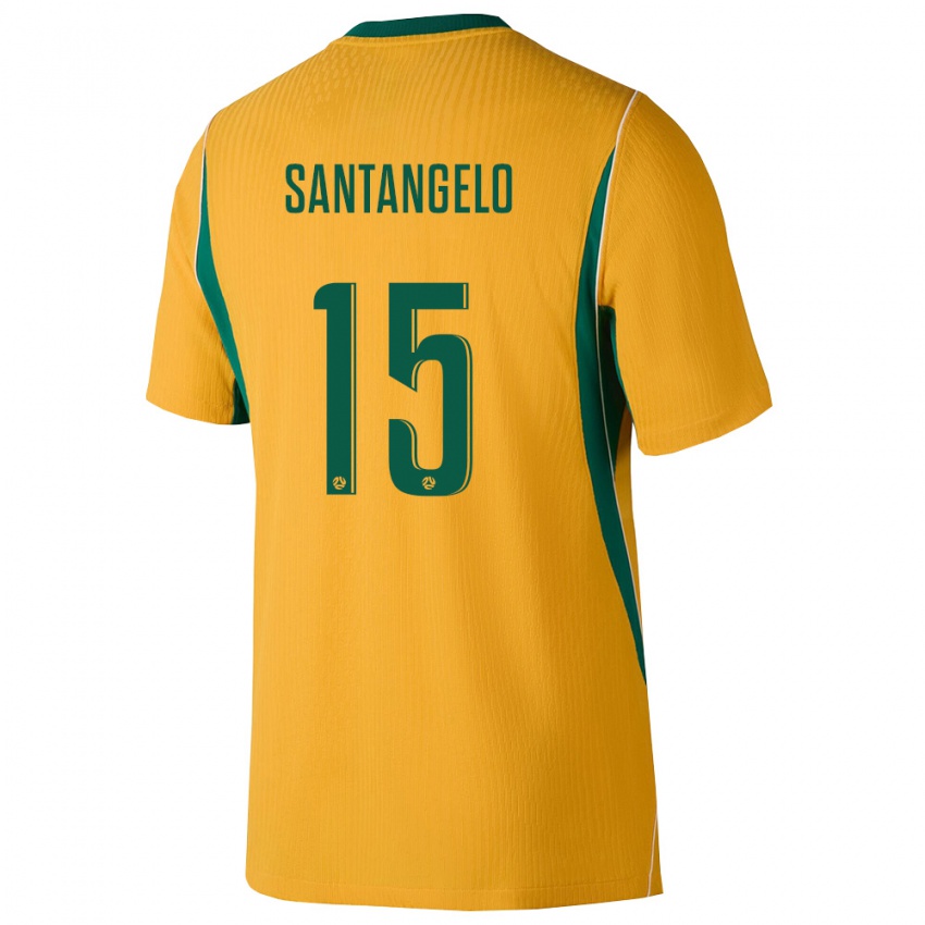 גברים אוֹסטְרַלִיָה Marco Santangelo #15 צהוב ירוק ג'רזי ביתית 26-28 חולצה קצרה