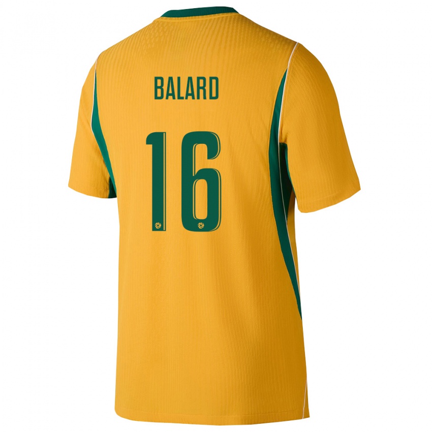 גברים אוֹסטְרַלִיָה מקס באלארד #16 צהוב ירוק ג'רזי ביתית 26-28 חולצה קצרה