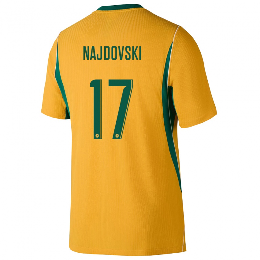 גברים אוֹסטְרַלִיָה ג׳ייק נאידובסקי #17 צהוב ירוק ג'רזי ביתית 26-28 חולצה קצרה