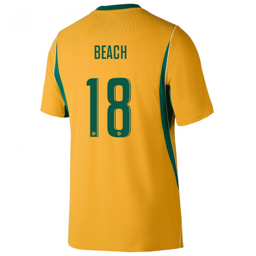 גברים אוֹסטְרַלִיָה Patrick Beach #18 צהוב ירוק ג'רזי ביתית 26-28 חולצה קצרה