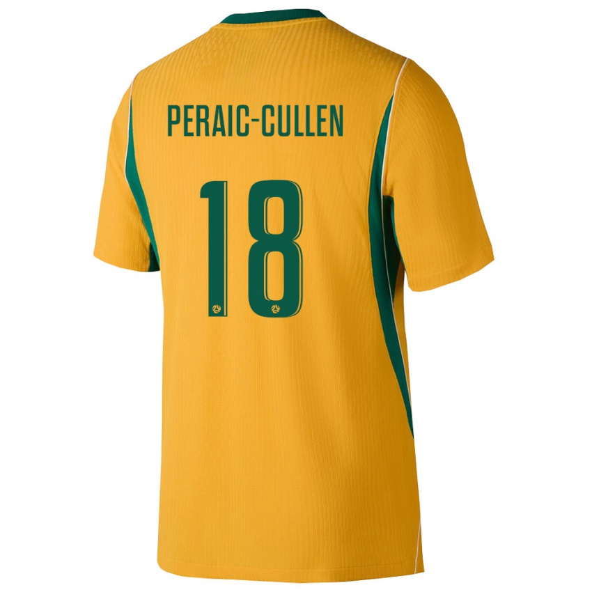 גברים אוֹסטְרַלִיָה Dylan Peraić-Cullen #18 צהוב ירוק ג'רזי ביתית 26-28 חולצה קצרה