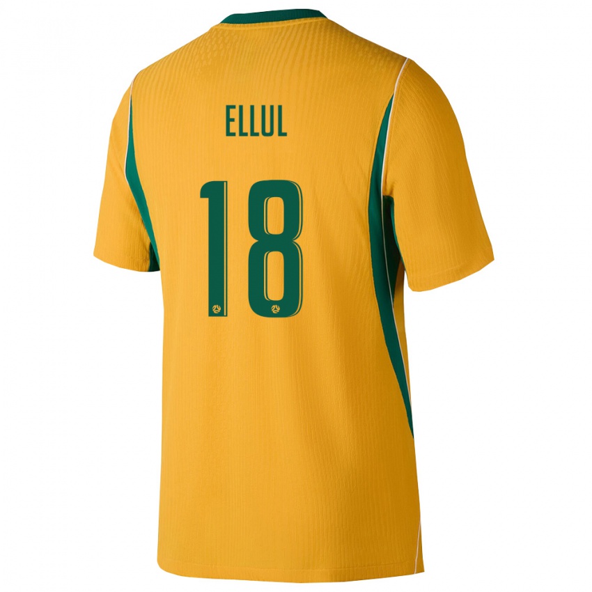 גברים אוֹסטְרַלִיָה Noah Ellul #18 צהוב ירוק ג'רזי ביתית 26-28 חולצה קצרה