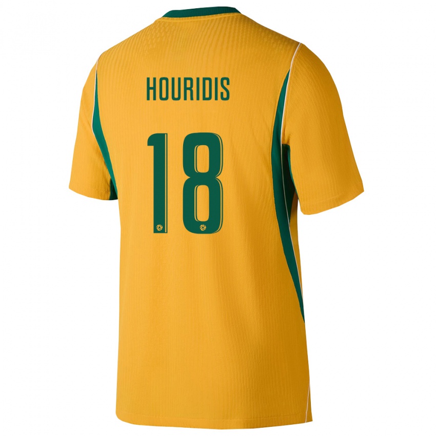 גברים אוֹסטְרַלִיָה James Houridis #18 צהוב ירוק ג'רזי ביתית 26-28 חולצה קצרה