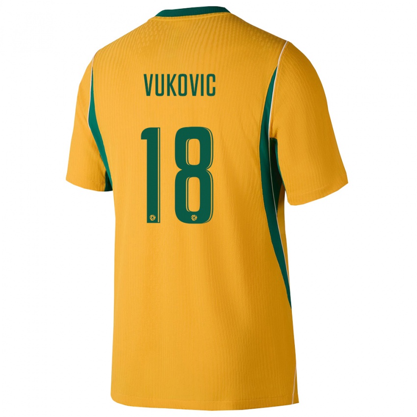 גברים אוֹסטְרַלִיָה דני ווקוביץ' #18 צהוב ירוק ג'רזי ביתית 26-28 חולצה קצרה