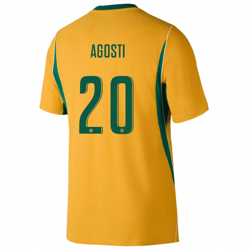 גברים אוֹסטְרַלִיָה לואי אגוסטי #20 צהוב ירוק ג'רזי ביתית 26-28 חולצה קצרה