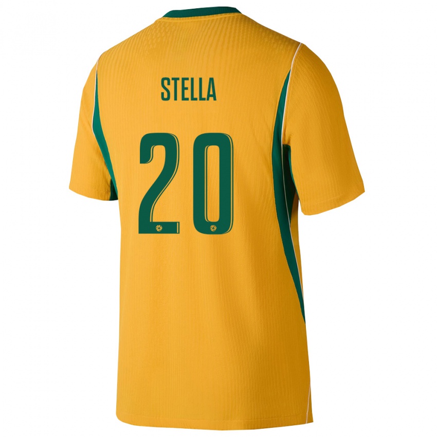 גברים אוֹסטְרַלִיָה Xavier Stella #20 צהוב ירוק ג'רזי ביתית 26-28 חולצה קצרה