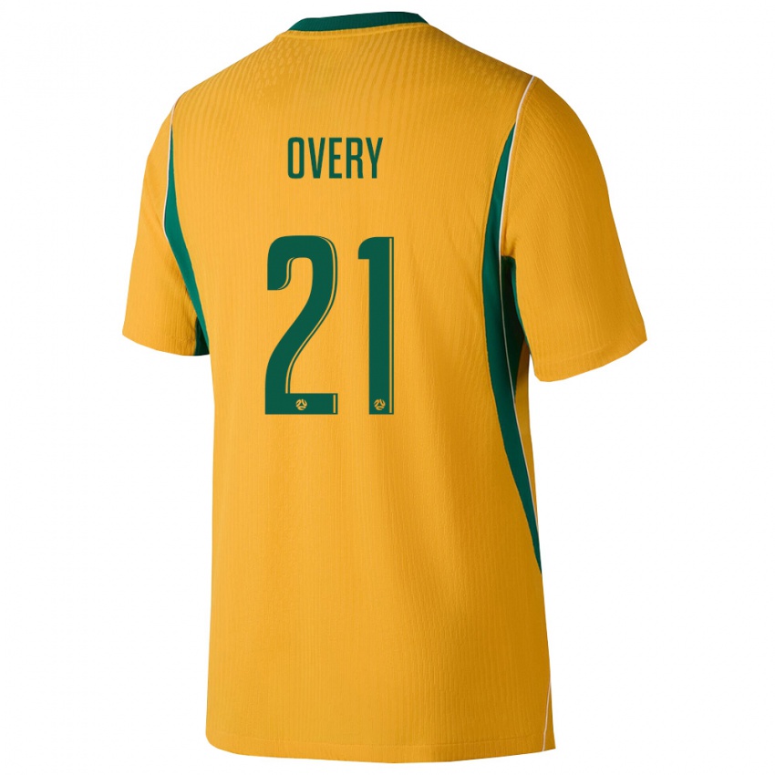 גברים אוֹסטְרַלִיָה ג'יימס אוברי #21 צהוב ירוק ג'רזי ביתית 26-28 חולצה קצרה