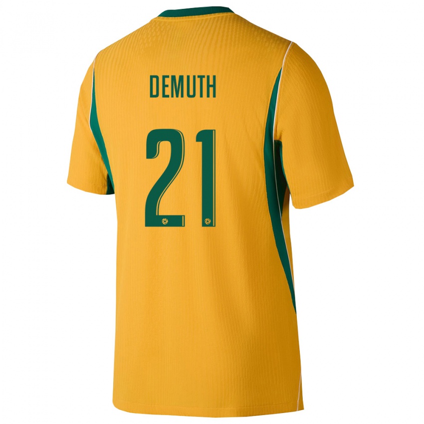 גברים אוֹסטְרַלִיָה Luka Demuth #21 צהוב ירוק ג'רזי ביתית 26-28 חולצה קצרה