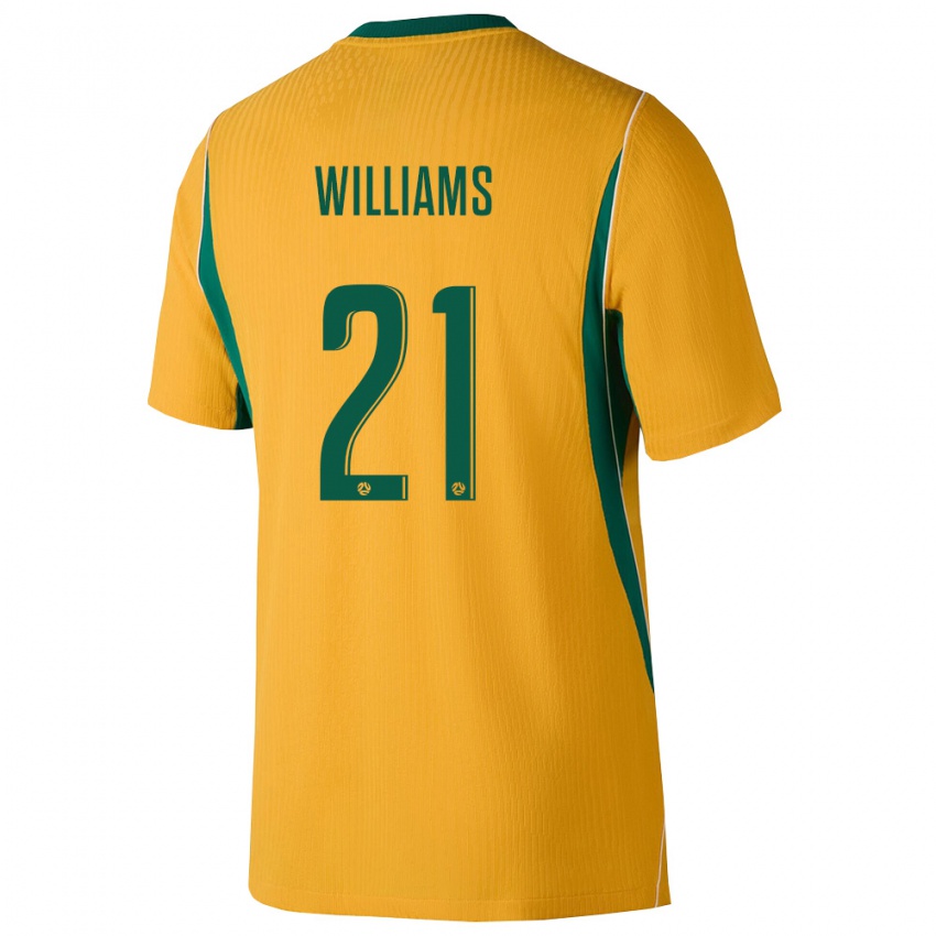 גברים אוֹסטְרַלִיָה ריס וויליאמס #21 צהוב ירוק ג'רזי ביתית 26-28 חולצה קצרה