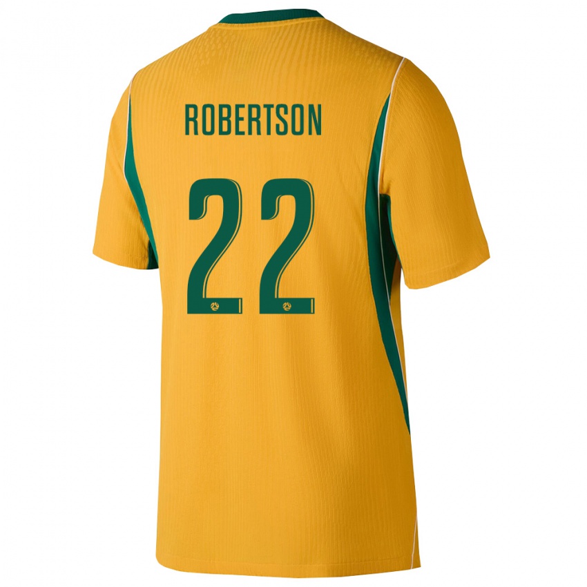 גברים אוֹסטְרַלִיָה אלכסנדר רוברטסון #22 צהוב ירוק ג'רזי ביתית 26-28 חולצה קצרה