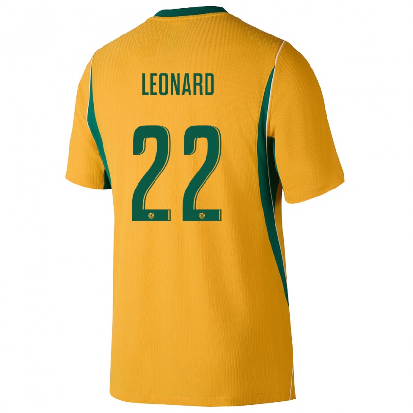 גברים אוֹסטְרַלִיָה Dylan Leonard #22 צהוב ירוק ג'רזי ביתית 26-28 חולצה קצרה