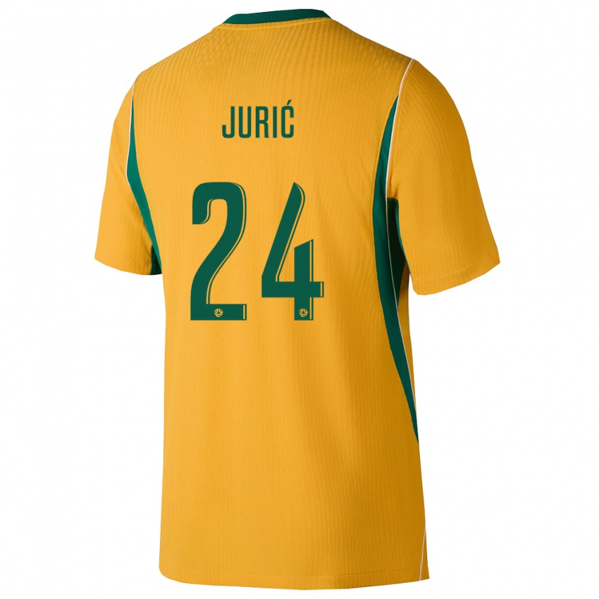 גברים אוֹסטְרַלִיָה דני יוריק #24 צהוב ירוק ג'רזי ביתית 26-28 חולצה קצרה