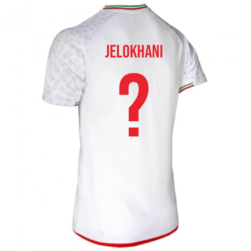 גברים איראן Ali Jelokhani #0 לבן אדום ג'רזי ביתית 26-28 חולצה קצרה