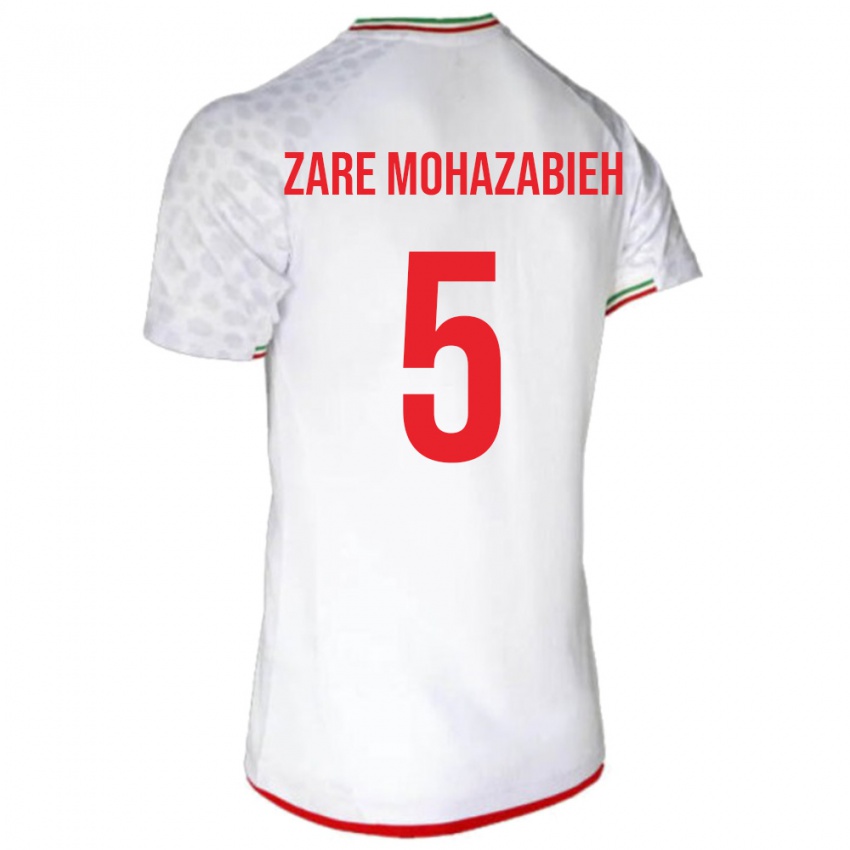 גברים איראן Mehdi Zare Mohazabieh #5 לבן אדום ג'רזי ביתית 26-28 חולצה קצרה