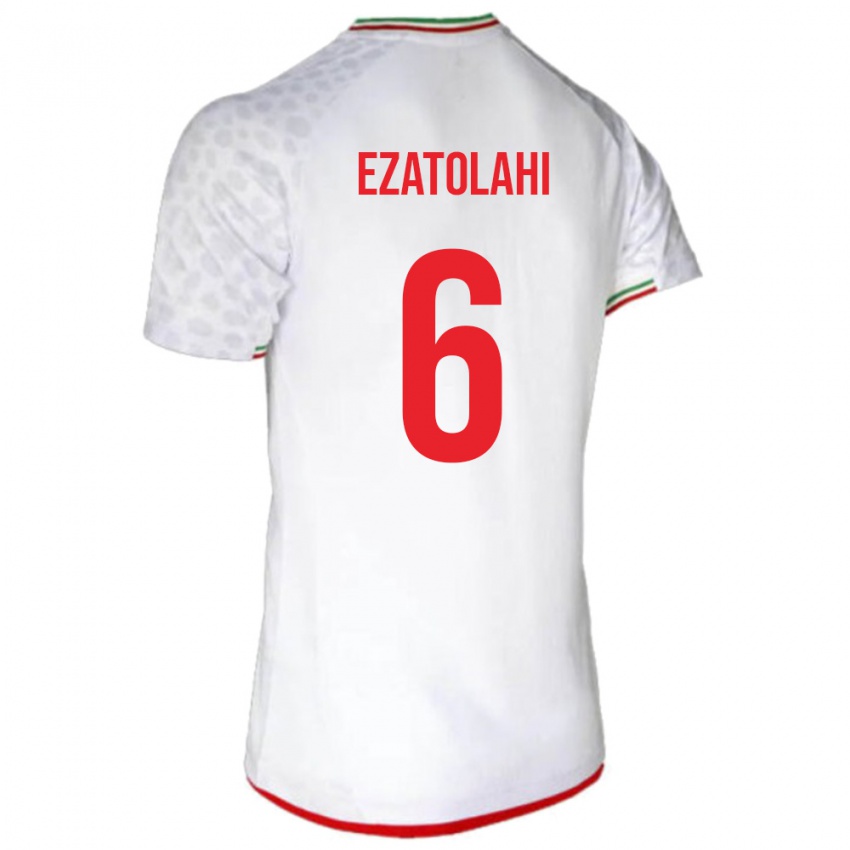 גברים איראן סעיד עזת-אללהי #6 לבן אדום ג'רזי ביתית 26-28 חולצה קצרה