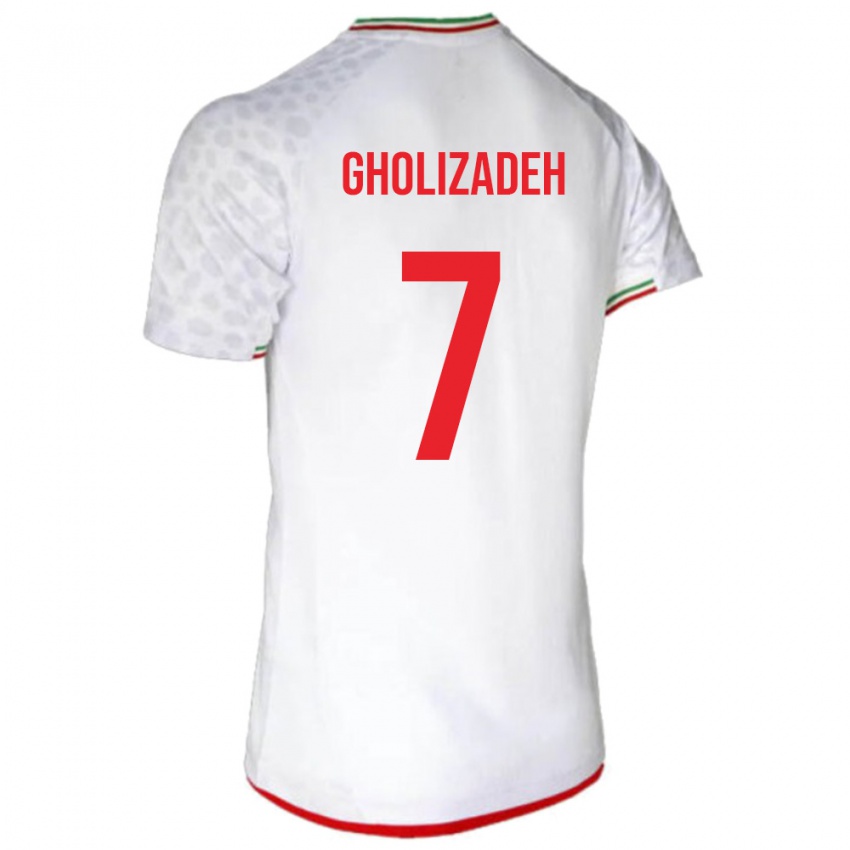 גברים איראן אסמאייל גוליזאדה #7 לבן אדום ג'רזי ביתית 26-28 חולצה קצרה