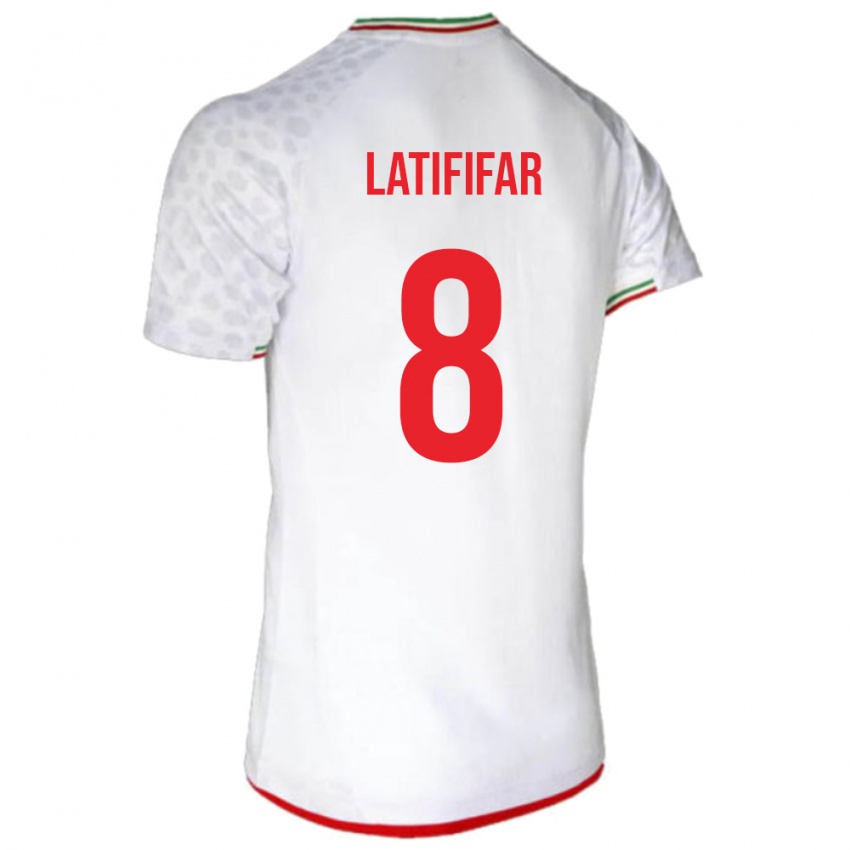 גברים איראן Pouria Latififar #8 לבן אדום ג'רזי ביתית 26-28 חולצה קצרה