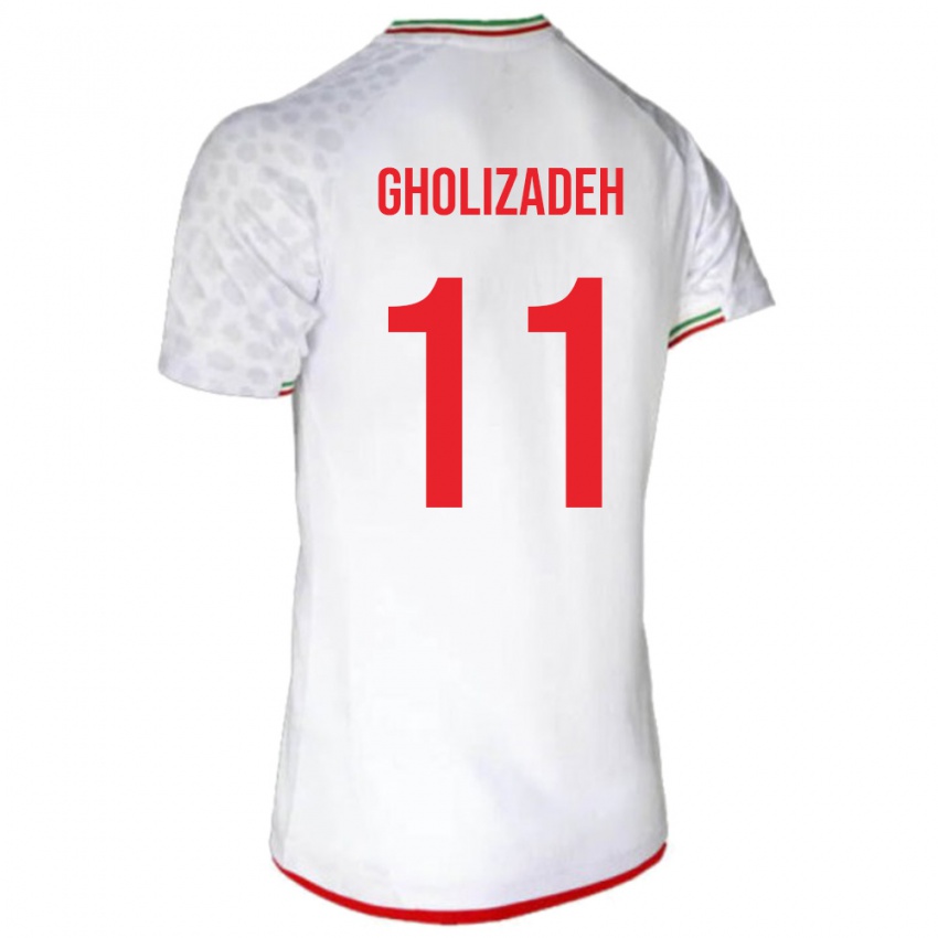 גברים איראן עלי גוליזאדה #11 לבן אדום ג'רזי ביתית 26-28 חולצה קצרה