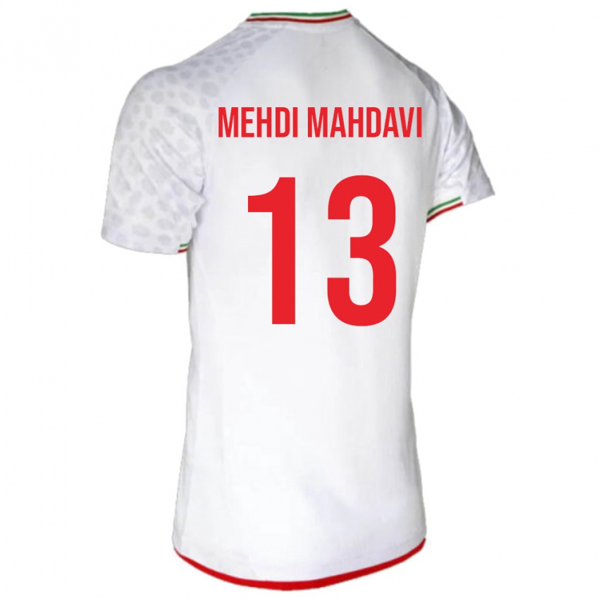 גברים איראן Seyed Mehdi Mahdavi #13 לבן אדום ג'רזי ביתית 26-28 חולצה קצרה