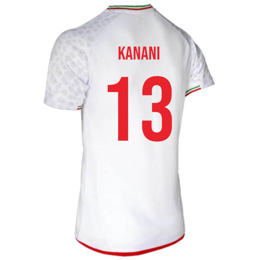 גברים איראן חוסיין קאנאניזאדגאן #13 לבן אדום ג'רזי ביתית 26-28 חולצה קצרה