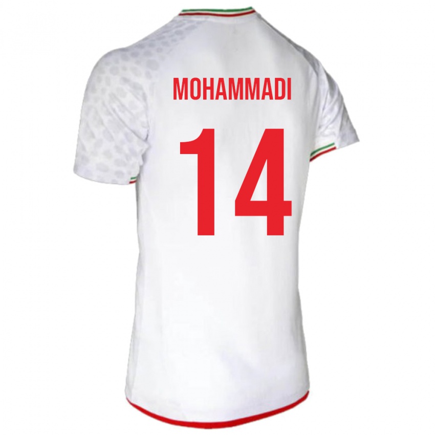 גברים איראן Abolfazl Mohammadi #14 לבן אדום ג'רזי ביתית 26-28 חולצה קצרה