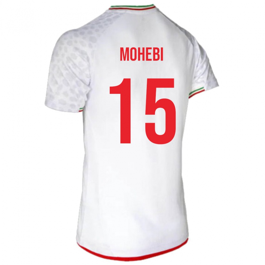 גברים איראן Masoud Mohebi #15 לבן אדום ג'רזי ביתית 26-28 חולצה קצרה