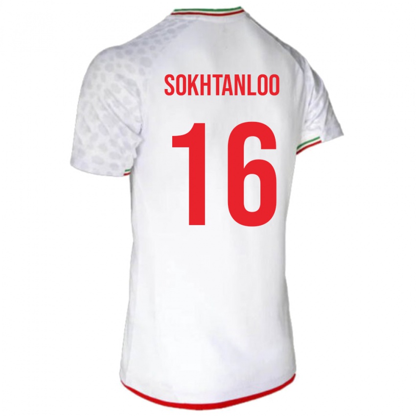 גברים איראן Abolfazl Sokhtanloo #16 לבן אדום ג'רזי ביתית 26-28 חולצה קצרה