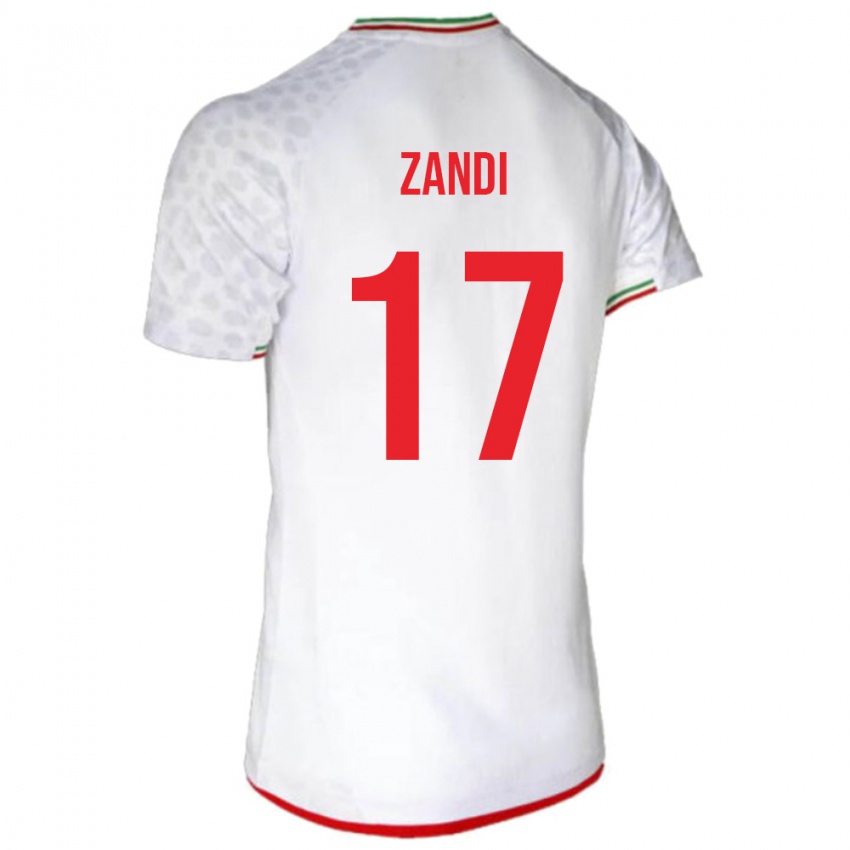 גברים איראן נגן זנדי #17 לבן אדום ג'רזי ביתית 26-28 חולצה קצרה
