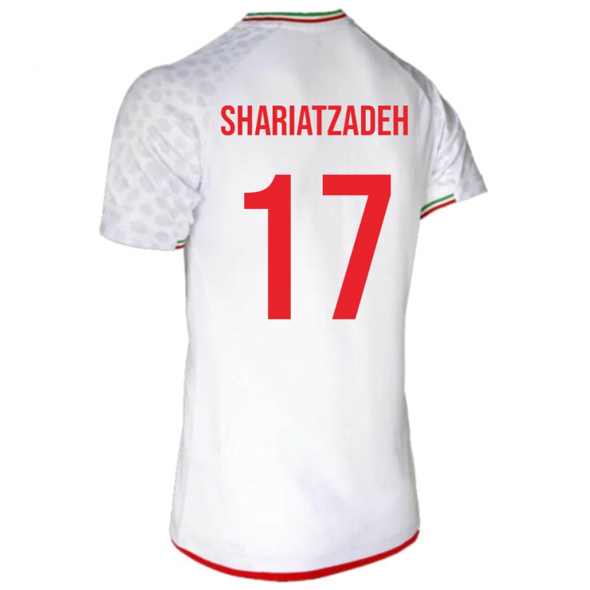 גברים איראן אחמד שריאצדה #17 לבן אדום ג'רזי ביתית 26-28 חולצה קצרה