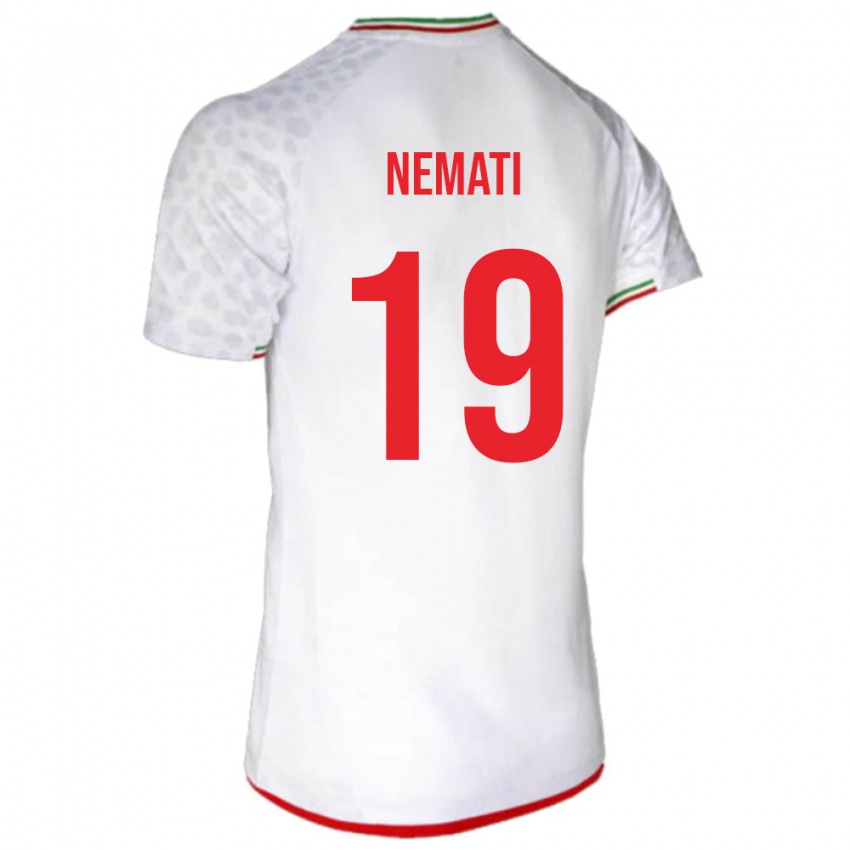 גברים איראן Ali Nemati #19 לבן אדום ג'רזי ביתית 26-28 חולצה קצרה