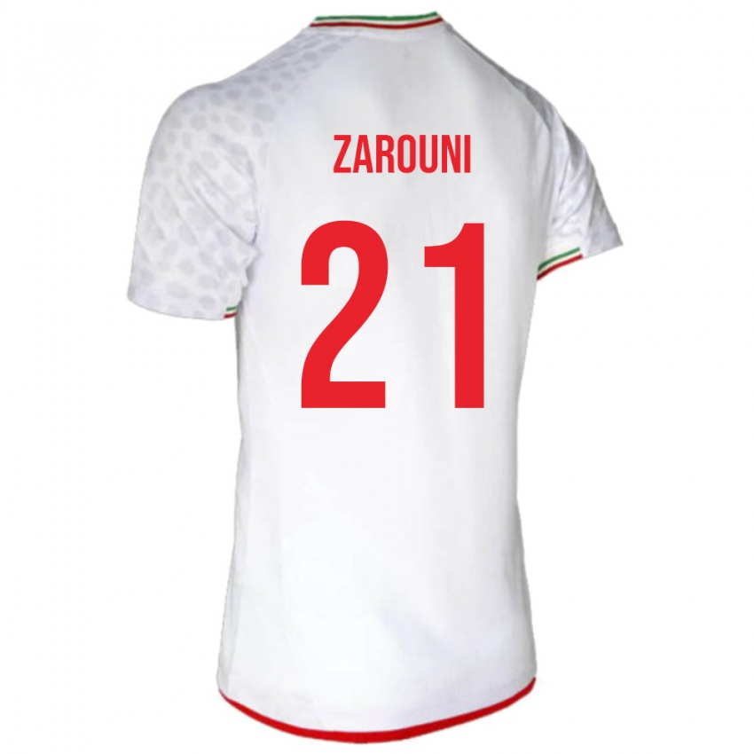 גברים איראן Hamidreza Zarouni #21 לבן אדום ג'רזי ביתית 26-28 חולצה קצרה
