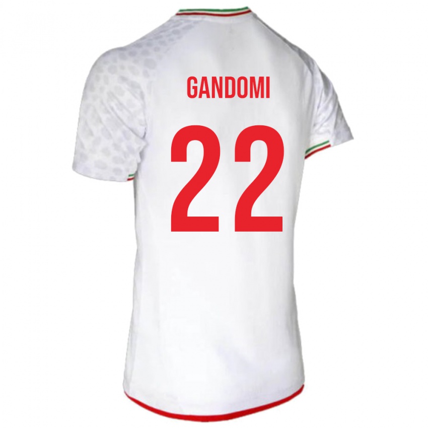 גברים איראן Mohammad Gandomi #22 לבן אדום ג'רזי ביתית 26-28 חולצה קצרה