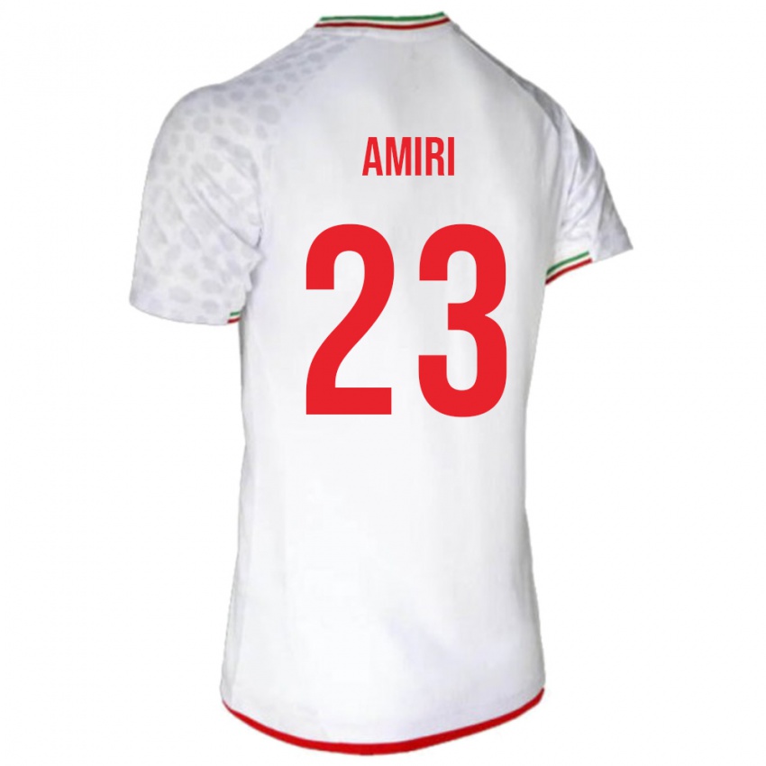 גברים איראן Mobin Amiri #23 לבן אדום ג'רזי ביתית 26-28 חולצה קצרה