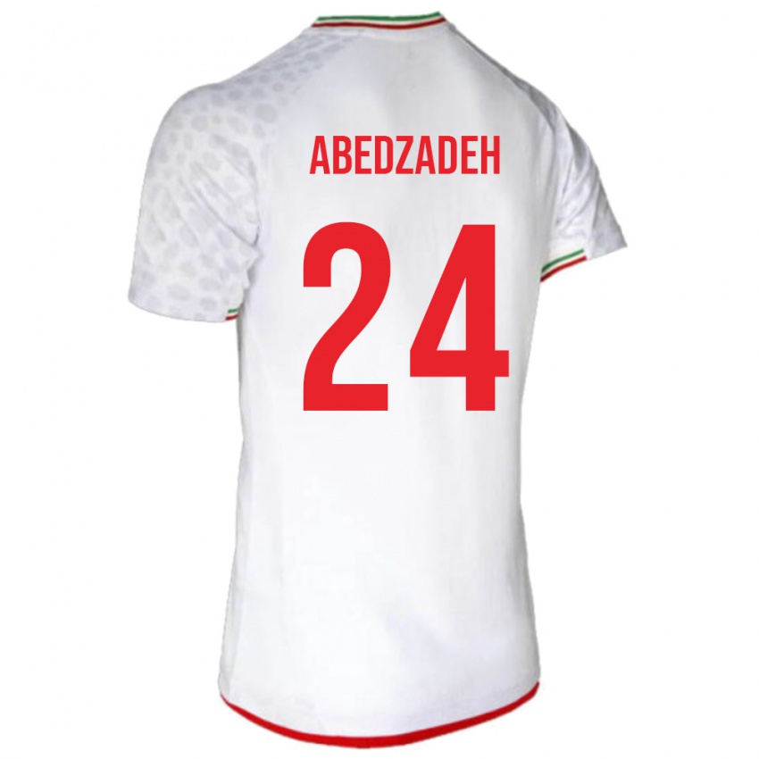 גברים איראן אמיר עבדזאדה #24 לבן אדום ג'רזי ביתית 26-28 חולצה קצרה