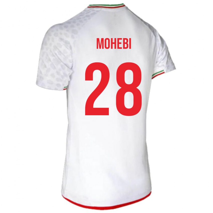 גברים איראן מוחמד מהדי מוהבי #28 לבן אדום ג'רזי ביתית 26-28 חולצה קצרה