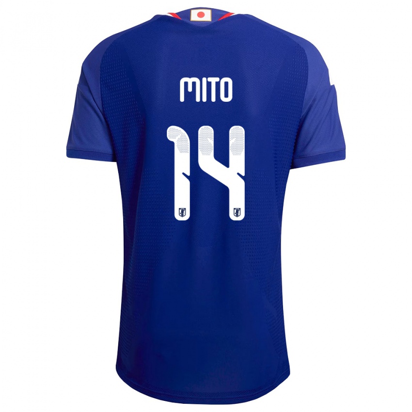 גברים יַפָּן שונסוקה מיטו #14 כחול לבן אדום ג'רזי ביתית 26-28 חולצה קצרה