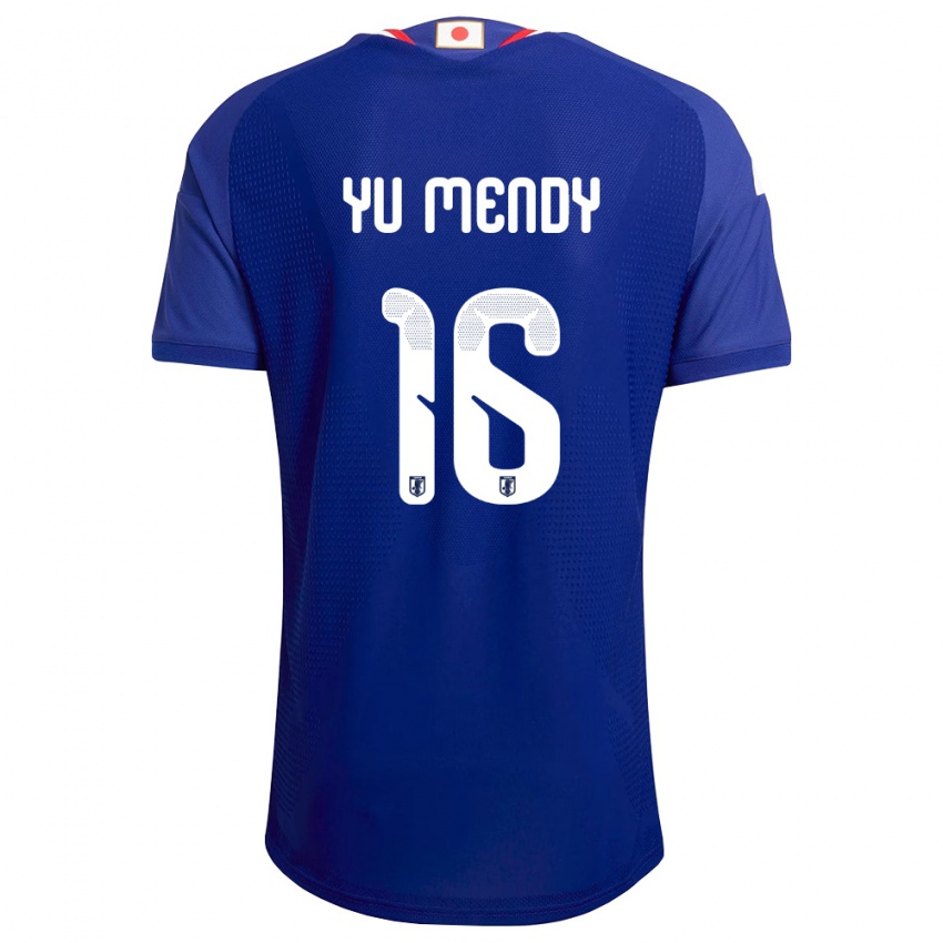 גברים יַפָּן Simon Yu Mendy #16 כחול לבן אדום ג'רזי ביתית 26-28 חולצה קצרה