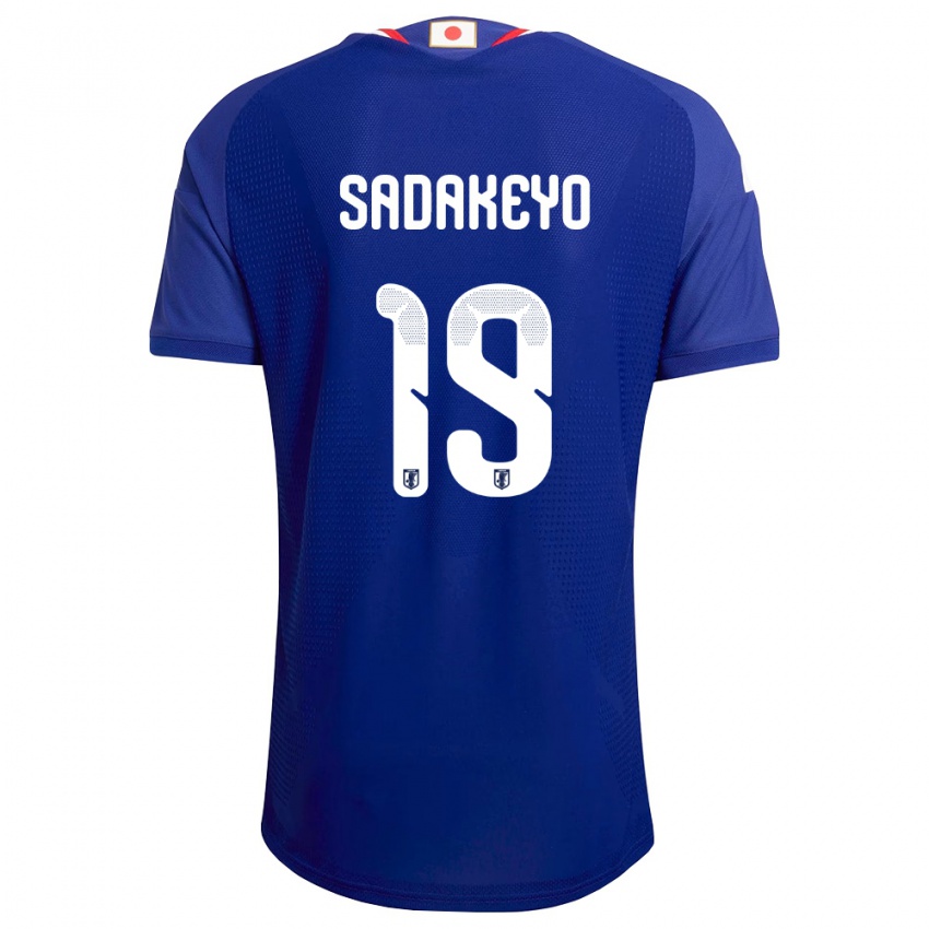 גברים יַפָּן Amon Sadakeyo #19 כחול לבן אדום ג'רזי ביתית 26-28 חולצה קצרה