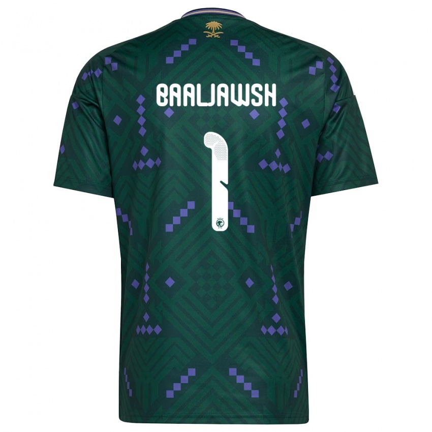 גברים ערב הסעודית Turki Baaljawsh #1 ירוק סגול לבן ג'רזי ביתית 26-28 חולצה קצרה