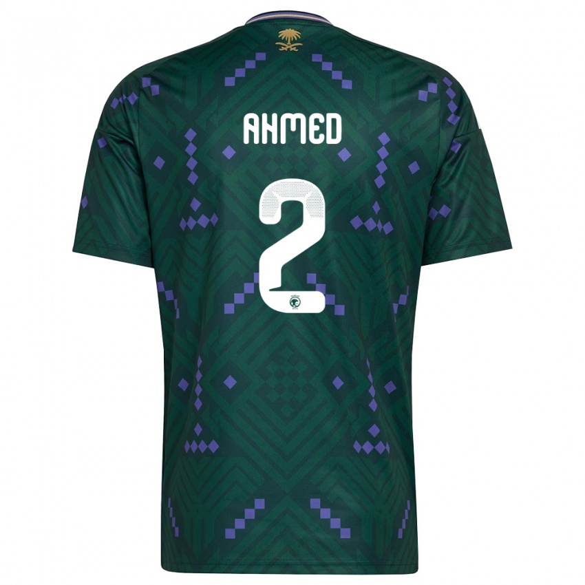 גברים ערב הסעודית Thari Ahmed #2 ירוק סגול לבן ג'רזי ביתית 26-28 חולצה קצרה