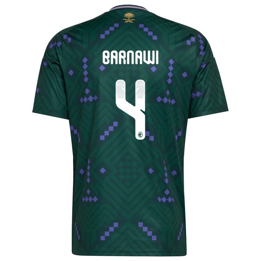 גברים ערב הסעודית מוחמד ברנאווי #4 ירוק סגול לבן ג'רזי ביתית 26-28 חולצה קצרה