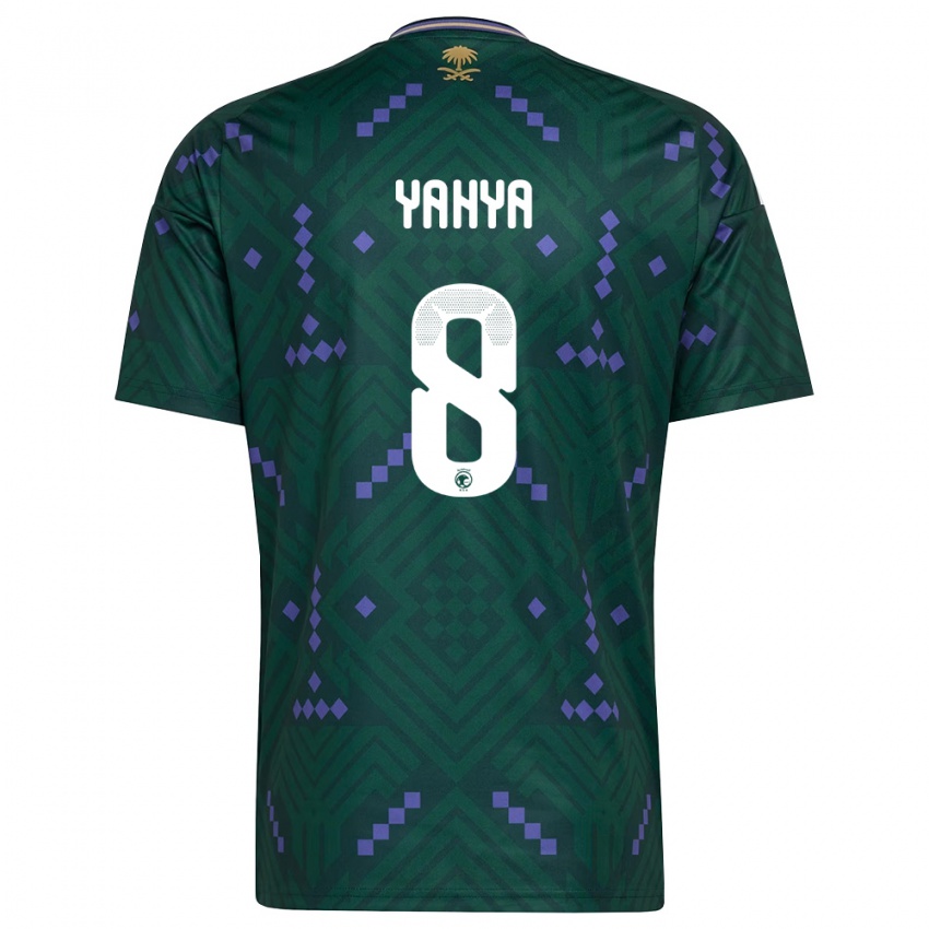 גברים ערב הסעודית איימן יחיא #8 ירוק סגול לבן ג'רזי ביתית 26-28 חולצה קצרה