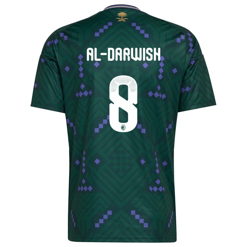 גברים ערב הסעודית Mohammed Al-Darwish #8 ירוק סגול לבן ג'רזי ביתית 26-28 חולצה קצרה